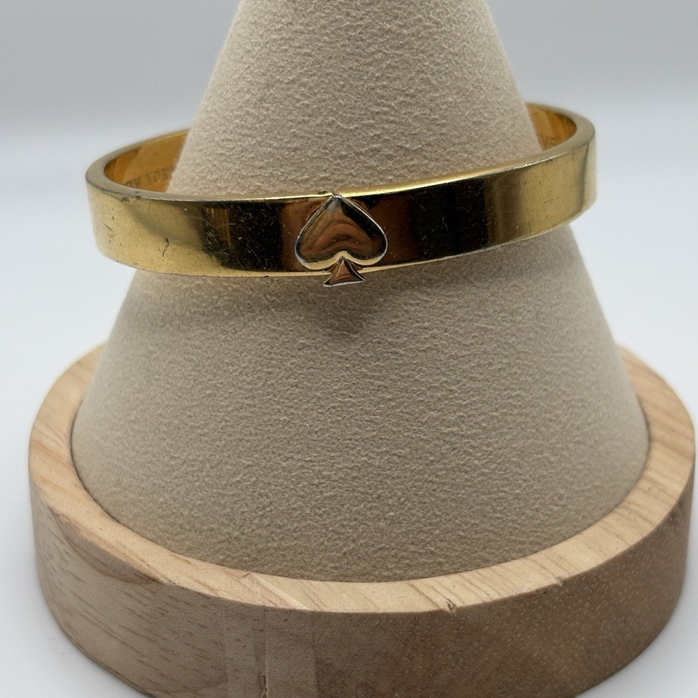 Kate Spade New York Bangle Bracelet Gold Tone Spade Hinged 6.75"